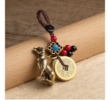 Брелок Грошова Собака з монетами китайськими для активізації процвітання