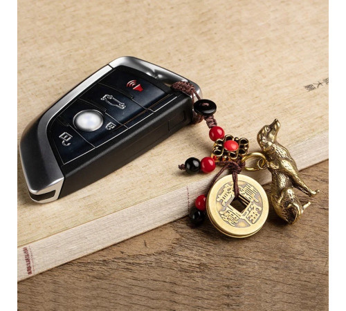 Брелок Грошова Собака з монетами китайськими для активізації процвітання