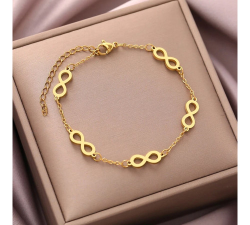 Золотий браслет із символом нескінченності Infiniti для удачі та здоров'я