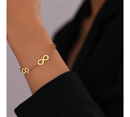 Золотий браслет із символом нескінченності Infiniti для удачі та здоров'я