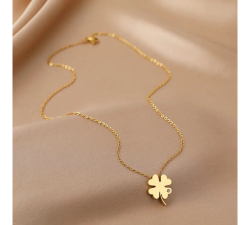 Золота підвіска Чотирилистий Конюшина з фіанітом На Уда