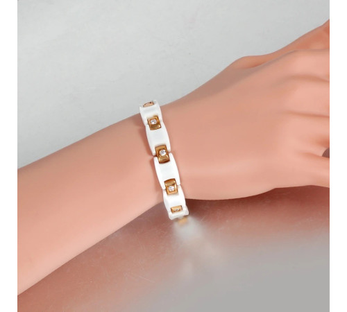 Турмаліновий білий браслет із германієм і магнітами та з камінням циркону 5в1