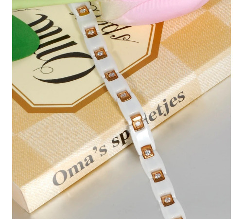 Турмаліновий білий браслет із германієм і магнітами та з камінням циркону 5в1