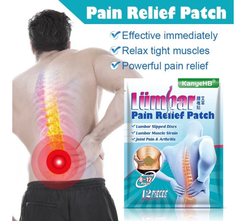 Ортопедичний пластир для хребта з турмаліном Pain Relief Plaster 12 штук