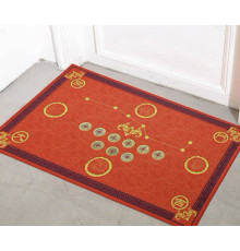 Килимок придверний червоний 9 китайських монет фен-шуй червоний великий 80х50 Процвітання дому