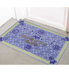 Придверний килимок для активації грошової енергії блакитний 9 китайських монет (число майбутнього процвітання) 80х50