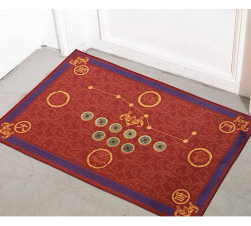 Придверний килимок для активації грошової енергії червоний 9 китайських монет (число майбутнього процвітання)