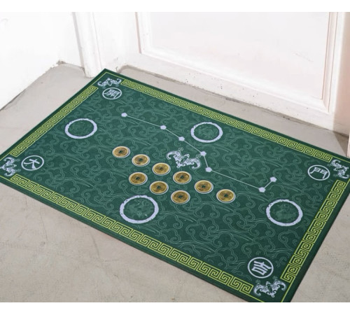 Килимок придверний зелений 9 китайських монет фен-шуй великий 80х50 Процвітання дому*