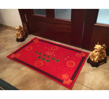 Грошовий килимок придверний червоний 9 китайських монет фен-шуй великий Процвітання будинку 80х50