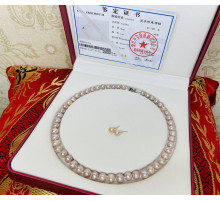 Перлове намисто з Малазійського морського рожевих перлів Akoya Клас AAA із сережками приносять багатство