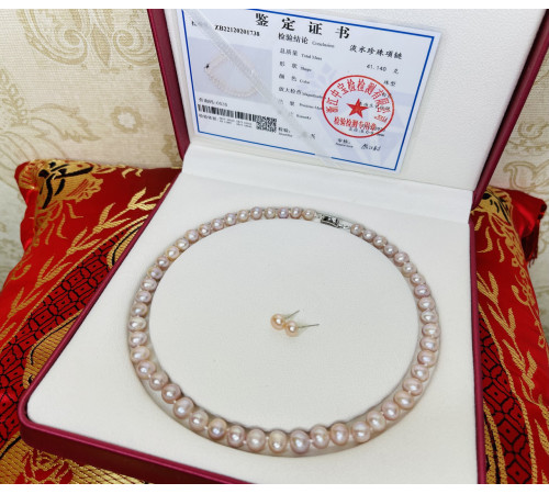 Перлове намисто з Малазійського морського рожевих перлів Akoya Клас AAA із сережками приносять багатство