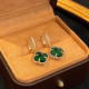 Позолочені Сережки з Чотирилистним Клевером із зеленим турмаліном для щастя