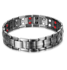 Турмаліновий браслет Сірий Біомагінтний з Титаном, Германієм і Біофотонами Energy 5в1*