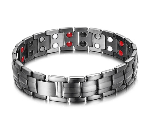 Турмаліновий браслет Сірий Біомагінтний з Титаном, Германієм і Біофотонами Energy 5в1*