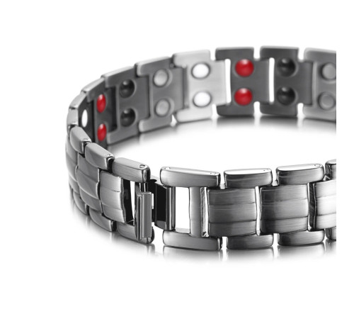 Турмаліновий браслет Сірий Біомагінтний з Титаном, Германієм і Біофотонами Energy 5в1*