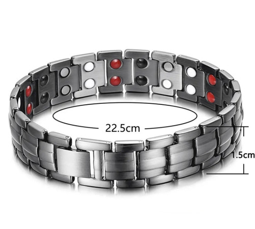 Турмаліновий браслет Сірий Біомагінтний з Титаном, Германієм і Біофотонами Energy 5в1*