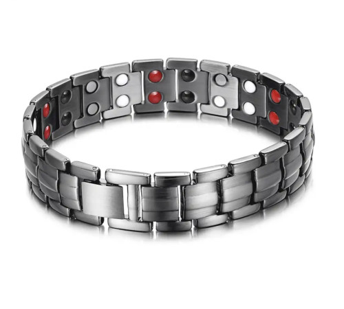 Турмаліновий браслет Сірий Біомагінтний з Титаном, Германієм і Біофотонами Energy 5в1*