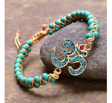 Тибетський браслет зі складом ОМ ручної роботи з бірюзи для нових можливостей і нової удачі та здоров'я