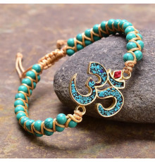 Тибетський браслет зі складом ОМ ручної роботи з бірюзи для нових можливостей і нової удачі та здоров'я