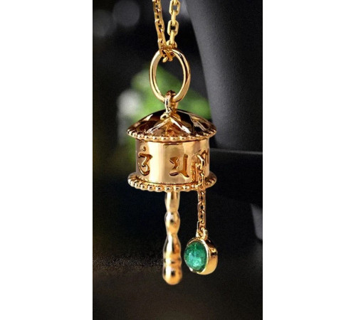 Золота підвіска Молильне колесо Ом Мані Паді Падме Хум Захищає й гармонізує простір удача зміцнюється