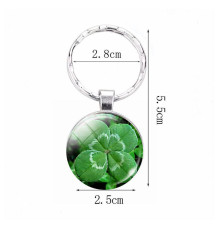 Брелок із зеленим чотирилистним конюшиною з мандалою для великої удачі та грошей