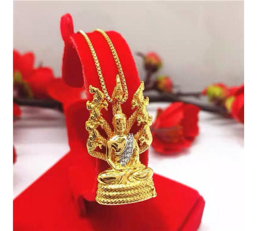 Золота підвіска Будда Медицини для захисту від перешкод для здоров'я й багатства з драконами