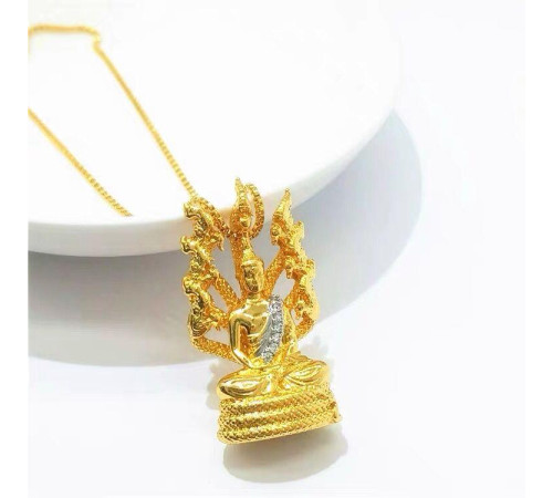Золота підвіска Будда Медицини для захисту від перешкод для здоров'я й багатства з драконами
