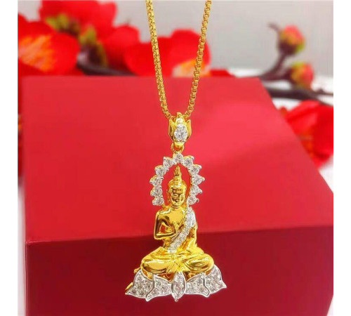 Золота підвіска Будда Медицини з фіанітами дарує здоров'я, зцілення на фізичному, фінансовому рівні
