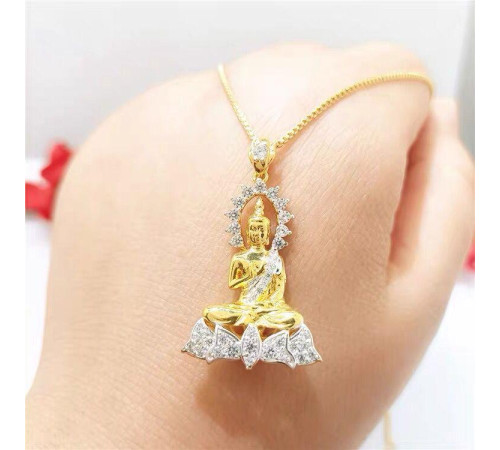 Золота підвіска Будда Медицини з фіанітами дарує здоров'я, зцілення на фізичному, фінансовому рівні