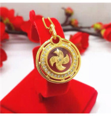 Золотий підвісок Вітряний млин для тяжіння удачі та здоров'я із сакральними символами