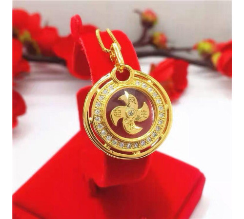 Золотий підвісок Вітряний млин для тяжіння удачі та здоров'я із сакральними символами