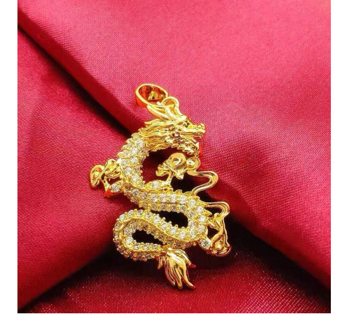 Золота підвіска Дракон із фіанітами приносить удачу, щастя й несподіване багатство