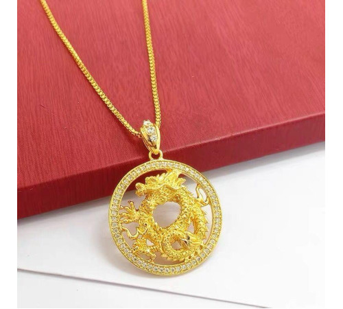 Золота підвіска Чарівний Дракон із фіанітами для достатку, удачі, щастя й несподіване багатство