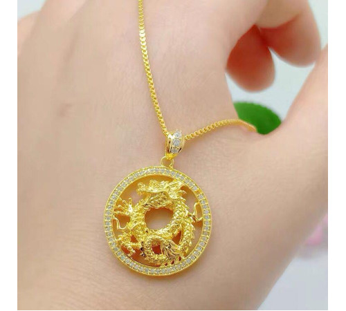 Золота підвіска Чарівний Дракон із фіанітами для достатку, удачі, щастя й несподіване багатство