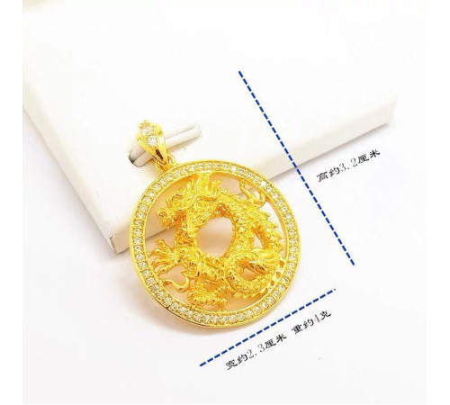 Золота підвіска Чарівний Дракон із фіанітами для достатку, удачі, щастя й несподіване багатство