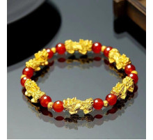 Браслет Пі Яо з червоним агатом для удачі, любові та грошей