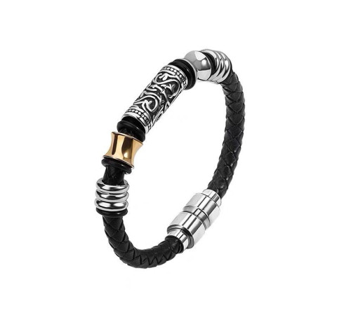 Срібний Тибетський браслет для приваблення достатку, здоров'я та захист від сочка з магнітами чорний 18 см.