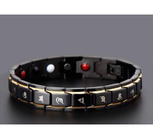 Турмаліновий мідний магнітний гематитовий титановий браслет для здоров'я та захисту 5в1 з мантрами