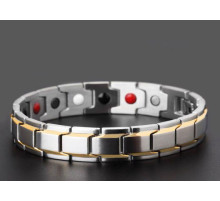 Срібний турмаліновий мідний магнітний гематитовий титановий браслет для здоров'я й захисту 5в1с позолотий