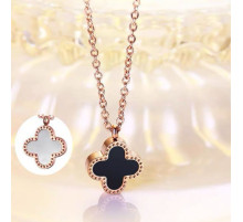 Золота підвіска Клевер із Сапфіровим Метеоритом чорним Van Cleef​​​​​​​ для удачі, успіху, здоров'я та захисту