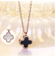 Золота підвіска Клевер із Сапфіровим Метеоритом чорним Van Cleef​​​​​​​ для удачі, успіху, здоров'я та захисту