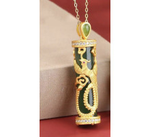 Золота підвіска Фенікс із нефритом і фіанітами для щастя, популярності, мудрості, процвітання та захисту