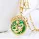 Золота Підвіска Щасливий Дракон із зеленим нефритом для достатку удачі, багатство та процвітання, захист