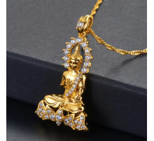 Золота підвіска Будда Медицини з фіанітами сильний захист від недуг, зцілення на фізичному, фінансовому