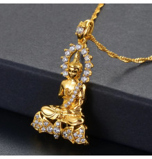 Золота підвіска Будда Медицини з фіанітами сильний захист від недуг, зцілення на фізичному, фінансовому