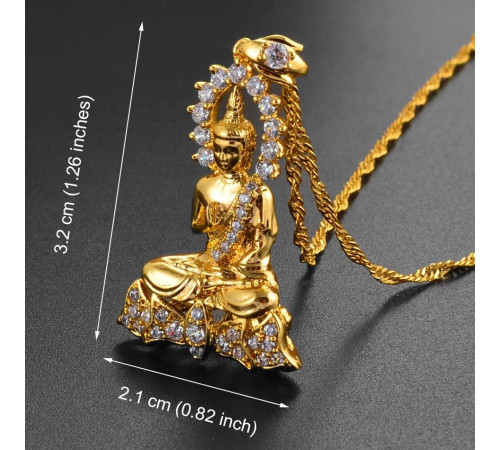 Золота підвіска Будда Медицини з фіанітами сильний захист від недуг, зцілення на фізичному, фінансовому