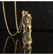 Позолочена підвіска Фенікс із зеленим нефритом символ успіху, щасливого життя слави, популярності, мудрості