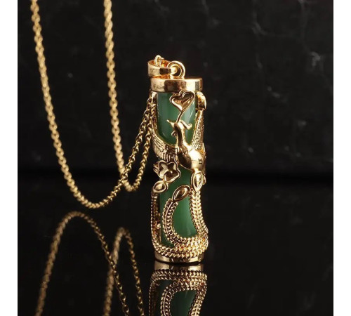 Позолочена підвіска Фенікс із зеленим нефритом символ успіху, щасливого життя слави, популярності, мудрості