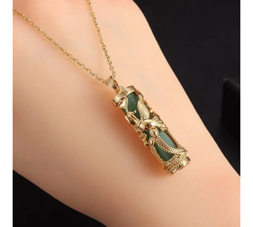 Позолочена підвіска Фенікс із зеленим нефритом символ успіху, щасливого життя слави, популярності, мудрості