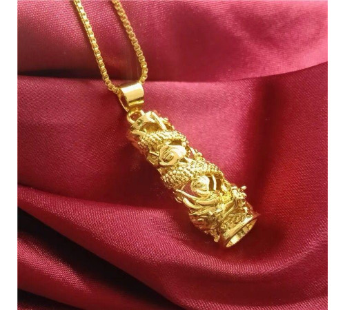 Золота підвіска Дракон Іскристого бажання на ланцюжку Столет Дракона на удачу та захист Малайзія